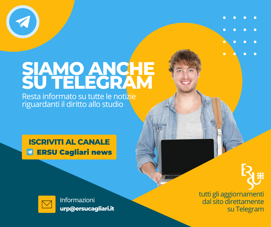 Vai alla pagina Telegram dell'Ente chiamata ERSU Cagliari News